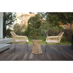 3pc Wicker Bistro Set - Brown/Beige - GODEER -Garden & Outdoors GUEST 76053a30 34e2 4091 b0ca aa2f4b811d7a