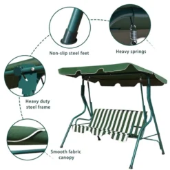 Costway 3 Seats Patio Backyard Canopy Steel Frame Swing Glider Hammock Cushioned -Garden & Outdoors GUEST 7646fb7c 5539 4328 96ae e54fc8f172fd