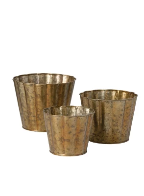 Sullivans Set Of 3 Flower Planters 6.5"H, 5.5"H & 5"H Brown 2 Sullivans Set Of 3 Flower Planters 6.5"H, 5.5"H & 5"H Brown - Image 2