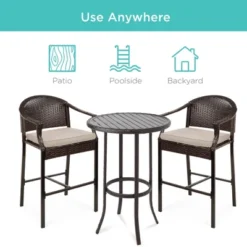 Best Choice Products 3-Piece Outdoor Wicker Bistro Bar Height Set For Patio, Garden W/ Barstools, Steel Frame 12 Best Choice Products 3-Piece Outdoor Wicker Bistro Bar Height Set For Patio, Garden W/ Barstools, Steel Frame -Garden & Outdoors GUEST 7737588f 5673 47ba a0b1 de45b83a63a0