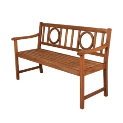 Apollo 3-Seat Circle-Back Acacia Wood Outdoor Garden Patio Bench - JONATHAN Y -Garden & Outdoors GUEST 78fce7cf ae9f 4584 8a4d 8dba966521ba
