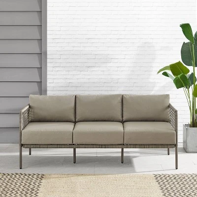 Cali Bay Outdoor Wicker Sofa - Taupe/Light Brown - Crosley 2 Cali Bay Outdoor Wicker Sofa - Taupe/Light Brown - Crosley - Image 2