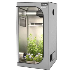 Costway 36''x36''x72'' Mylar Hydroponic Grow Tent W/Observation Window & Floor Tray GrayBlack -Garden & Outdoors GUEST 7aefedda df9e 4cfd 95da fbc3d646d4e5