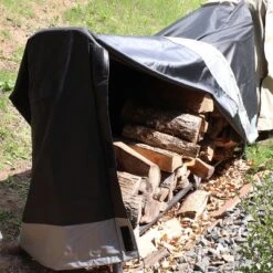 Sunnydaze Decor Sunnydaze Outdoor Weather-Resistant Heavy-Duty Polyester With PVC Backing Firewood Log Rack Cover - Gray And Black -Garden & Outdoors GUEST 7b133a5d e303 4473 b065 525f20315caa