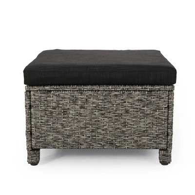Puerta 2pk Outdoor Wicker Ottomans With Cushions - Black/Dark Gray - Christopher Knight Home 7 Puerta 2pk Outdoor Wicker Ottomans With Cushions - Black/Dark Gray - Christopher Knight Home - Image 7