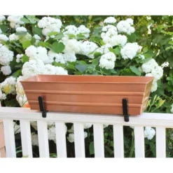 ACHLA Designs 22" Wide Rectangular Galvanized Steel Planter Box With Rail Brackets Copper Plated