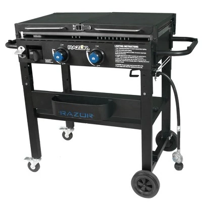 Razor Griddle Portable 2-Burner 30,000 BTU Gas Flattop Grill & Griddle Combo Cart With Foldable Side Shelves, Paper Towel And Condiment Holder, Black 4 Razor Griddle Portable 2-Burner 30,000 BTU Gas Flattop Grill & Griddle Combo Cart With Foldable Side Shelves, Paper Towel And Condiment Holder, Black - Image 4