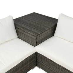 4pc Wicker Patio Conversation Set With Cushions - Gray/Beige - GODEER -Garden & Outdoors GUEST 7d209326 02da 4c8d ae23 e8007825a4ec
