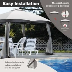 Costway 10x12 FT 2-Tier Patio Gazebo Canopy Netting Heavy-Duty Metal Easy-Setup Outdoor 15 Costway 10x12 FT 2-Tier Patio Gazebo Canopy Netting Heavy-Duty Metal Easy-Setup Outdoor -Garden & Outdoors GUEST 7dca33c9 826f 446d 8f13 e76bf7d35a17