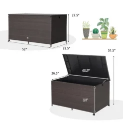 Costway 133 Gallon Patio Rattan Storage Deck Box Container Wheel Handle W/Liner 11 Costway 133 Gallon Patio Rattan Storage Deck Box Container Wheel Handle W/Liner -Garden & Outdoors GUEST 7e347147 9b93 46d6 9713 103dfbcff562