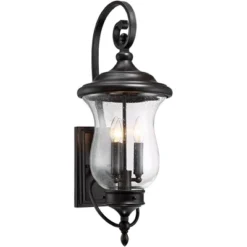 Franklin Iron Works Carriage Outdoor Wall Light Fixture Bronze LED 26 3/4" Clear Seedy Glass For Post Exterior Barn Deck House Porch Yard Posts Patio -Garden & Outdoors GUEST 7e35b142 f5fa 42ac 81be 9804ee816017