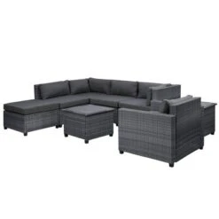 8pc Wicker Patio Conversation Set With Cushions - Gray - GODEER -Garden & Outdoors GUEST 7eb40e73 c0a8 45c9 b573 ecdbd6266a36