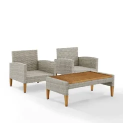 Capella Outdoor Wicker 3 Pc Set With Two Chairs And Coffee Table Gray/Acorn - Crosley 14 Capella Outdoor Wicker 3 Pc Set With Two Chairs And Coffee Table Gray/Acorn - Crosley -Garden & Outdoors GUEST 7fa70496 f24d 49b1 905f c4d65671c978