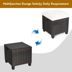 Costway 2PCS Patio Rattan Ottoman Cushioned Seat Beige -Garden & Outdoors GUEST 800c6fda d838 482c 970f 264dca4866ad