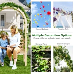 Costway Wooden Garden Bench Arch Pergola Outdoor Arbor W/backrest Patio Trellis Pergola -Garden & Outdoors GUEST 803f727b 433b 421b bd7f cd6f36c13191