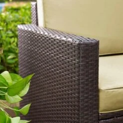 Palm Harbor Outdoor Wicker Sofa In Brown With Sand Cushions - Crosley -Garden & Outdoors GUEST 82ac54e9 1344 4d1e ba3f 268fe93602c4