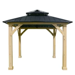 Tangkula 10' X 10' Patio Pavilion Outdoor Hardtop Gazebo W/ Extra Metal Stakes & J-Shaped Hook -Garden & Outdoors GUEST 832b1609 f1d2 468d 8f64 45eeb5fd09b8