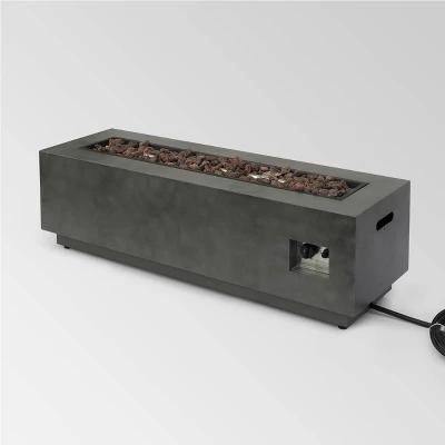 Wellington 48" Rectangular Iron Gas Fire Pit With Tank Holder Dark Gray - Christopher Knight Home 2 Wellington 48" Rectangular Iron Gas Fire Pit With Tank Holder Dark Gray - Christopher Knight Home - Image 2