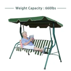Costway 3 Seats Patio Backyard Canopy Steel Frame Swing Glider Hammock Cushioned -Garden & Outdoors GUEST 84403099 d1d9 432f b779 dcb2e87484a7