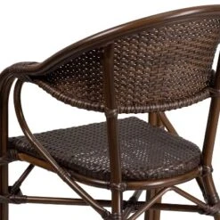 Merrick Lane Wicker Rattan Patio Chair With Curved Back And Aluminum Bamboo Frame -Garden & Outdoors GUEST 848ad2fd ac2c 48dd b262 13c786045389