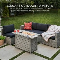 Best Choice Products 42in Fire Pit Table 50,000 BTU Rectangular Steel Gas W/ Storage, Cover, Glass Beads -Garden & Outdoors GUEST 84db5234 5a79 48a5 ad05 3681b5eae63b