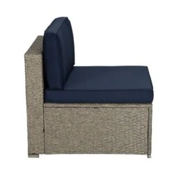 5pc Outdoor Rattan Wicker Sectional Conversation Set With Cushions - Gray/Navy - GODEER 18 5pc Outdoor Rattan Wicker Sectional Conversation Set With Cushions - Gray/Navy - GODEER -Garden & Outdoors GUEST 85ae0fd7 de13 4ef1 9c3b 551548ffcd60