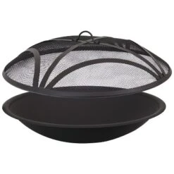 Sunnydaze Decor Sunnydaze Outdoor Replacement Steel Fire Pit Bowl With Spark Screen - Black -Garden & Outdoors GUEST 86696e2b 6e53 4c5f ba13 896874d3dd12