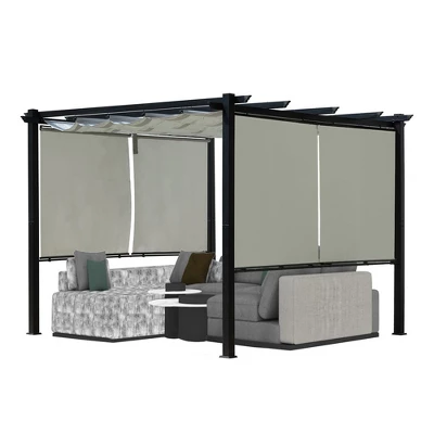 Aoodor 10 X 10 Ft Outdoor Pergola With Retractable Canopy, Aluminum Frame, 4 Pieces Patio Sun Shade Shelter For Backyard, Deck 8 Aoodor 10 X 10 Ft Outdoor Pergola With Retractable Canopy, Aluminum Frame, 4 Pieces Patio Sun Shade Shelter For Backyard, Deck - Image 8