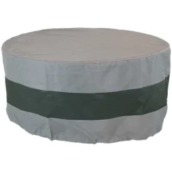 Sunnydaze Decor Sunnydaze Outdoor Heavy-Duty Weather-Resistant 300D Polyester Round 2-Tone Fire Pit Cover - Gray And Green -Garden & Outdoors GUEST 8716bd69 a294 4c75 b6fb 8678daa49cdd