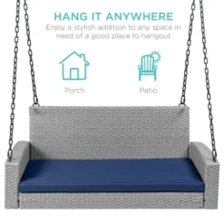 Best Choice Products Woven Wicker Hanging Porch Swing Bench For Patio, Deck W/ Mounting Chains, Seat Cushion -Garden & Outdoors GUEST 88949d2f 5223 41f8 ae9a 4dbc579a8b0c