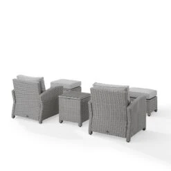 Bradenton 5pc Outdoor Wicker Seating Set With Side Table, 2 Arm Chairs And 2 Ottomans - Gray/Gray - Crosley 16 Bradenton 5pc Outdoor Wicker Seating Set With Side Table, 2 Arm Chairs And 2 Ottomans - Gray/Gray - Crosley -Garden & Outdoors GUEST 88a1bd74 514b 4469 829e 411cf1855209