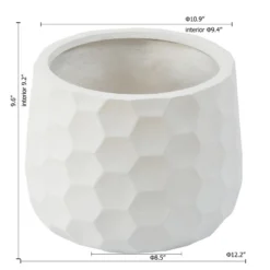 LuxenHome White MgO Geometric Design 12.2-inch Round Indoor Outdoor Planter -Garden & Outdoors GUEST 88a89c6d aa96 4daf a200 6c446e3487be