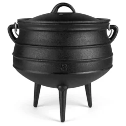 Bruntmor 8 Quarts Black Pre-Seasoned Cauldron Cast Iron Potjie Pot | 3 Legs For Even Heat Distribution | Premium Camping Cookware -Garden & Outdoors GUEST 88c24de1 d9f5 4e85 89ac cdd65d9e15a5