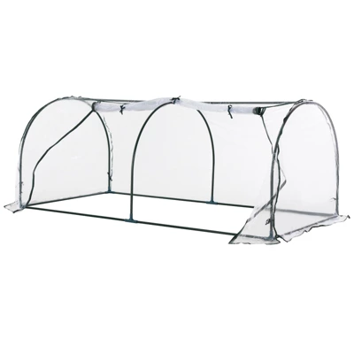 Outsunny Portable Tunneled Greenhouse With Zippered Doors, Water/UV Fighting PVC Cover 3 Outsunny Portable Tunneled Greenhouse With Zippered Doors, Water/UV Fighting PVC Cover - Image 3