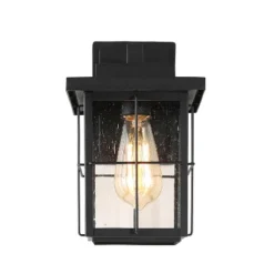 11" Metal/Seeded Glass Modern Outdoor Wall Light Black - LNC -Garden & Outdoors GUEST 8b0fca05 4456 4a72 b724 c82d03552553