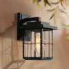 11" Metal/Seeded Glass Modern Outdoor Wall Light Black - LNC