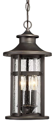 Minka Lavery Modern Outdoor Hanging Light Fixture Bronze Damp Rated 19 1/4" Clear Seeded Glass For Post Exterior House Porch Patio