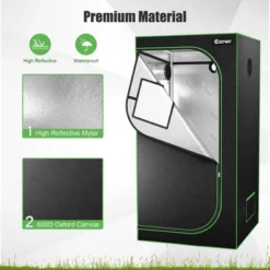 Costway 36''x36''x72'' Mylar Hydroponic Grow Tent W/Observation Window & Floor Tray GrayBlack -Garden & Outdoors GUEST 8e3d66ff d7f2 4bff 8af8 db025e690b6b