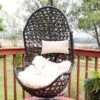Sunnydaze Decor Sunnydaze Outdoor Resin Wicker Patio Cordelia Hanging Basket Egg Chair Swing With Cushion And Headrest - 2pc