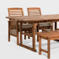 Ravenscroft 4pc Extendable Acacia Wood Outdoor Dining Set - Saracina Home -Garden & Outdoors GUEST 9093e35d 2049 4ddb a85b 14254399b8d2