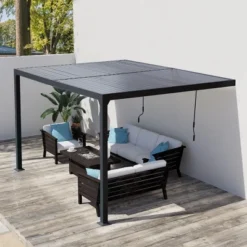 Aoodor Outdoor Louvered Pergola Adjustable Louvered Sloping Roof Wall-Mounted Pergola 17 Aoodor Outdoor Louvered Pergola Adjustable Louvered Sloping Roof Wall-Mounted Pergola -Garden & Outdoors GUEST 9106a932 a2c7 4c94 a360 737a2eda0c00