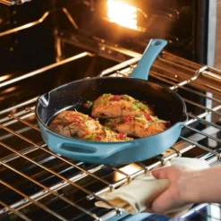 Rachael Ray Premium RUST-RESISTANT Cast Iron Skillet 10" Agave Blue