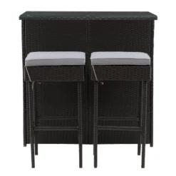 Parksville Patio Bar Set With Cushions - Black/Gray - CorLiving -Garden & Outdoors GUEST 9272c9ab 2314 4923 a27c 1897664f9d2a