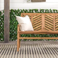 Slatted Chevron Acacia Wood Patio Loveseat – Saracina Home -Garden & Outdoors GUEST 92c3c9b0 8087 4ad7 9b5b bc9546058aaf