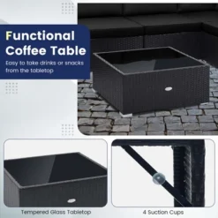 Costway 10 PCS Patio Rattan Furniture Set Outdoor Wicker Sofa Table Cushioned Seat Black/Brown -Garden & Outdoors GUEST 9366e4af 9caf 41d1 98f8 c5dd506c92d3