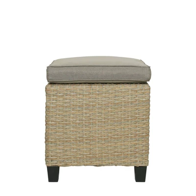 6pc Outdoor Wicker Conversation Set With Arm Chairs, Sofa, Ottomans & Coffee Table - Brown - GODEER 15 6pc Outdoor Wicker Conversation Set With Arm Chairs, Sofa, Ottomans & Coffee Table - Brown - GODEER - Image 15