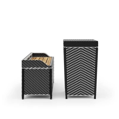 2pc Maksville Outdoor Aluminum Storage Bench & Trash Can - MiBasics 7 2pc Maksville Outdoor Aluminum Storage Bench & Trash Can - MiBasics - Image 7