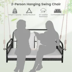 Costway Patio Swing Chair 2-Person Hanging Seat Outdoor Wicker Loveseat Cushioned Porch 15 Costway Patio Swing Chair 2-Person Hanging Seat Outdoor Wicker Loveseat Cushioned Porch -Garden & Outdoors GUEST 93f3f15e 1f63 41be adc0 78e767c393fc