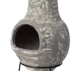 Vintiquewise Outdoor Clay Chiminea Fireplace Sun Design Wood Burning Fire Pit With Sturdy Metal Stand, Barbecue, Cocktail Party, Cozy Nights Fire Pit -Garden & Outdoors GUEST 941af1e6 9a63 4210 8cb5 877cd2db4138