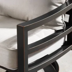 Oakland Living 5pc Deep Seating Aluminum Outdoor Patio Fire Pit Dining Set With Stripe Pattern Fire Table Copper/Gray -Garden & Outdoors GUEST 945b0a06 5cf6 45c5 b2ab c87b9561c08c 1